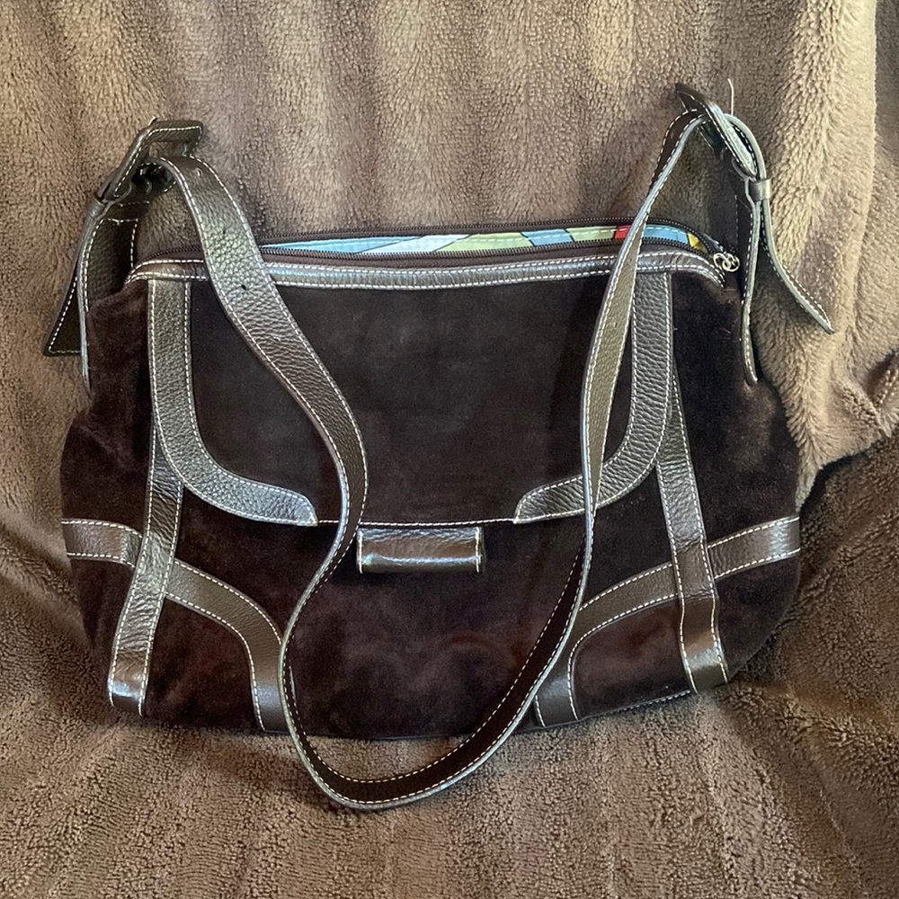 Maxx New York like new suede purse with leather trim